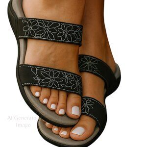 JBU Sport Women WILDFLOWER Adjustable Straps Laser Cut Floral Slide Sandal 8.5 M